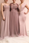 Gurito Mauve A-Line Chiffon Gown w/ Crystals | Boutique 1861 on model