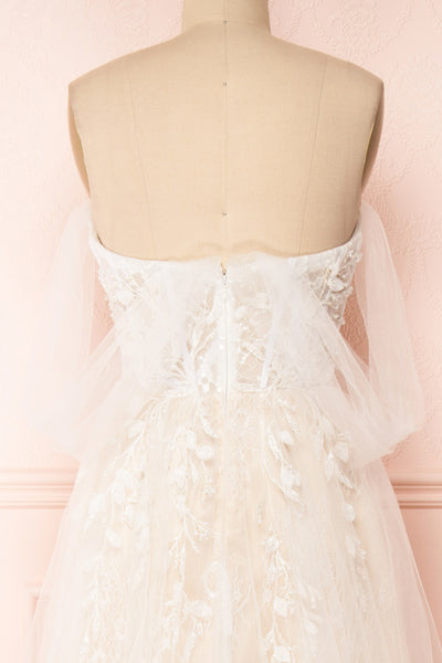 Darana White Embroidered Bustier Bridal Dress | Boudoir 1861 back close-up