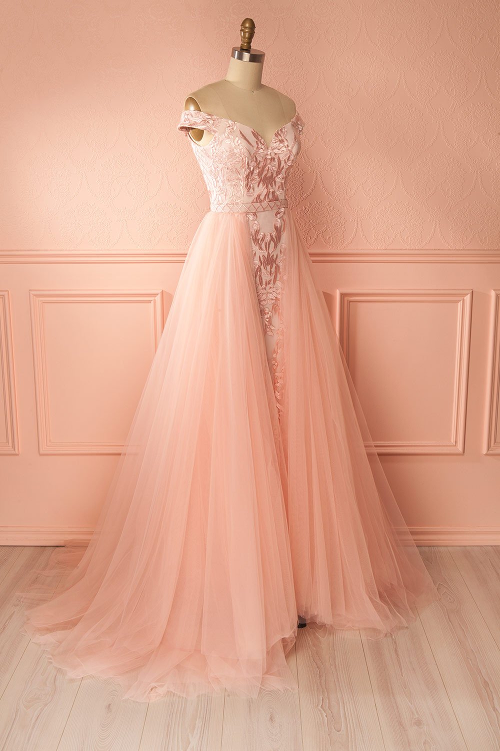 Darnelle Pink Mermaid Gown with Removable Tulle Skirt | Boutique 1861