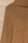 Dassel Taupe Fuzzy Turtleneck Top | La petite garçonne side close-up