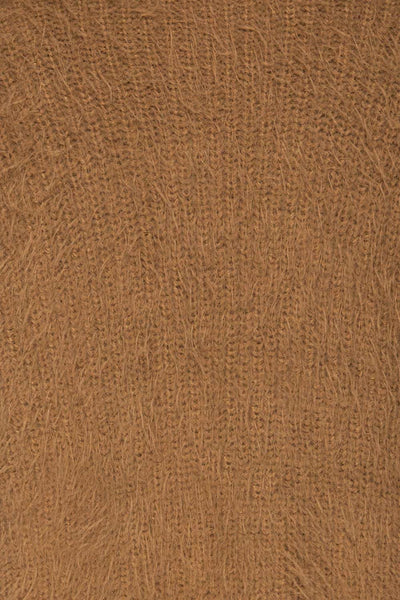 Dassel Taupe Fuzzy Turtleneck Top | La petite garçonne fabric