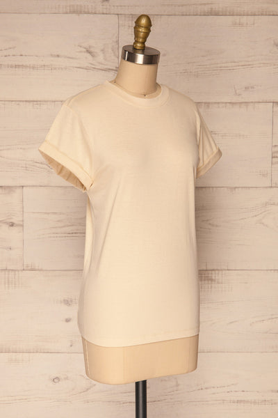 Dauve Beige Rolled Sleeves T-Shirt | La petite garçonne side view