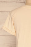Dauve Beige Rolled Sleeves T-Shirt | La petite garçonne back close-up