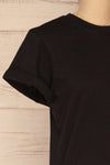 Dauve Black Rolled Sleeves T-Shirt | La petite garçonne side close-up