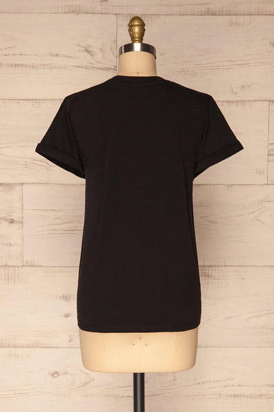 Dauve Black Rolled Sleeves T-Shirt | La petite garçonne back view