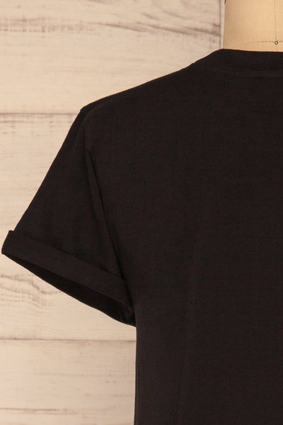 Dauve Black Rolled Sleeves T-Shirt | La petite garçonne back close-up
