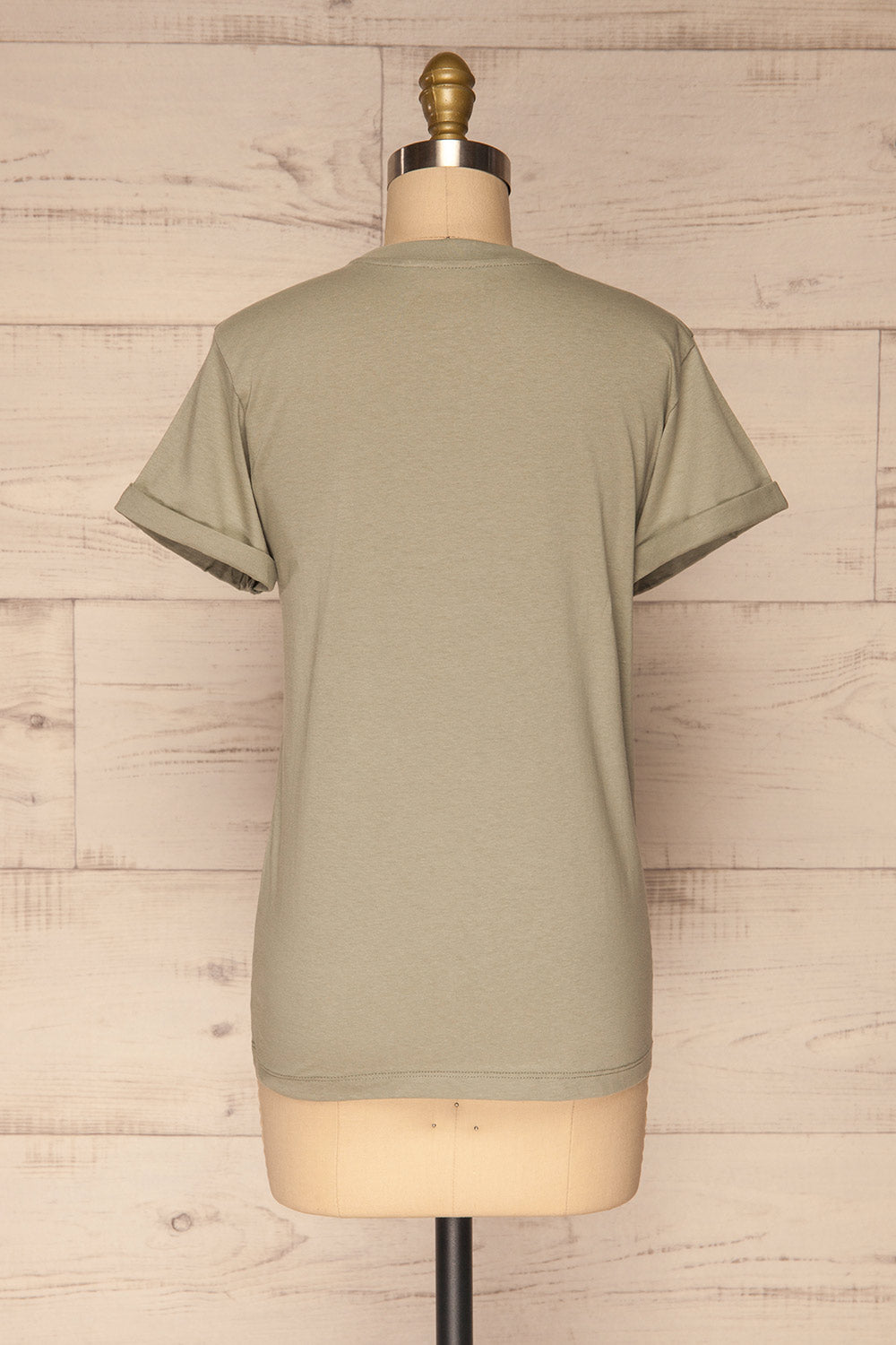 Dauve Seagrass Green Rolled Sleeves T-Shirt | La petite garçonne back view 