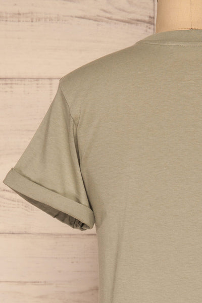 Dauve Seagrass Green Rolled Sleeves T-Shirt | La petite garçonne back close-up