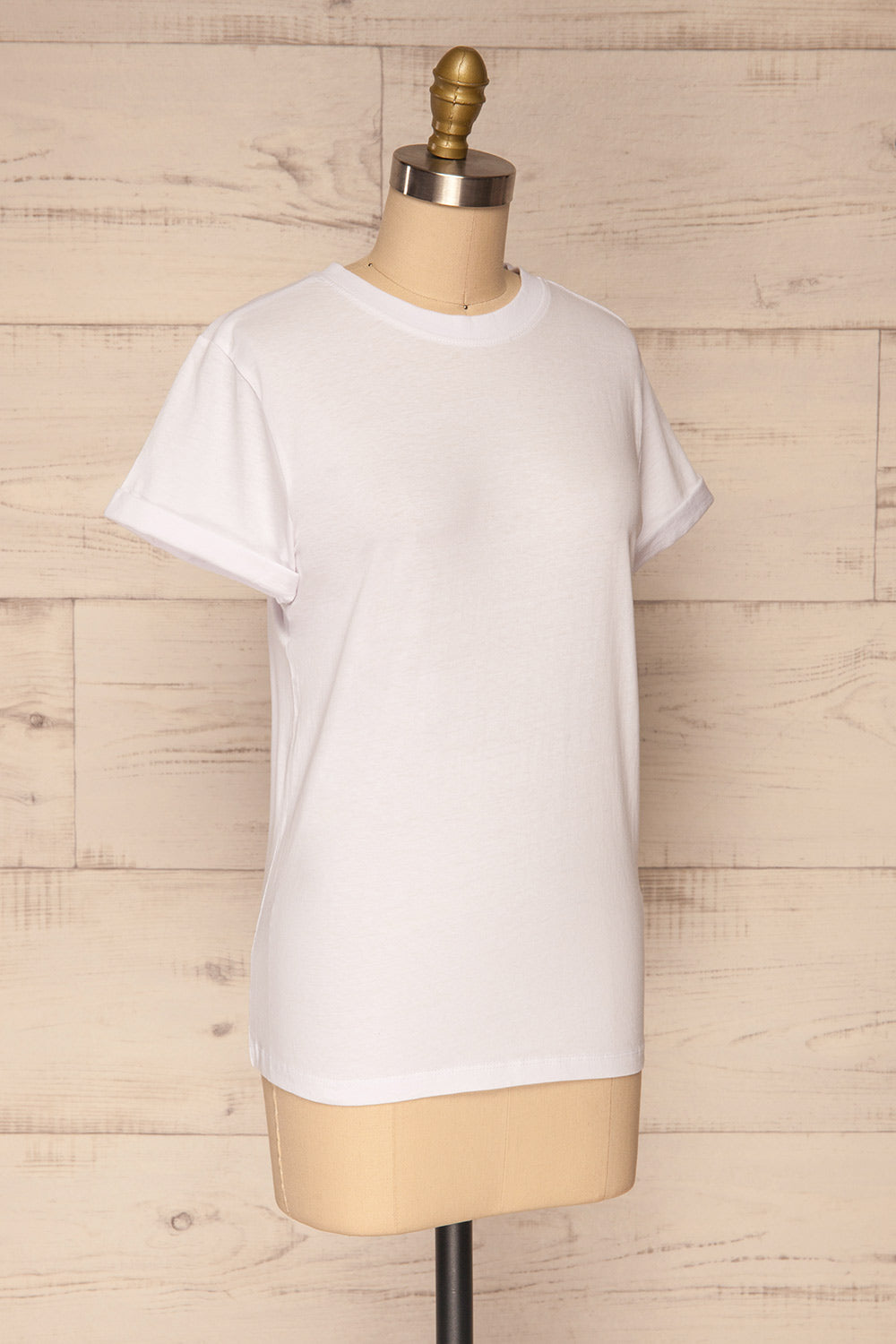 Dauve White Rolled Sleeves T-Shirt | La petite garçonne side view 