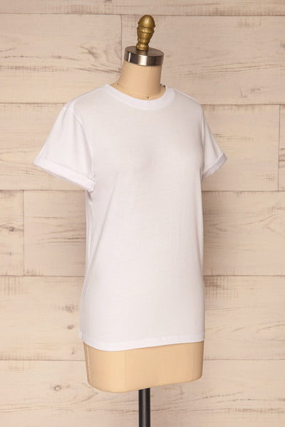 Dauve White Rolled Sleeves T-Shirt | La petite garçonne side view