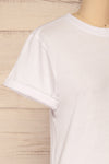 Dauve White Rolled Sleeves T-Shirt | La petite garçonne side close-up