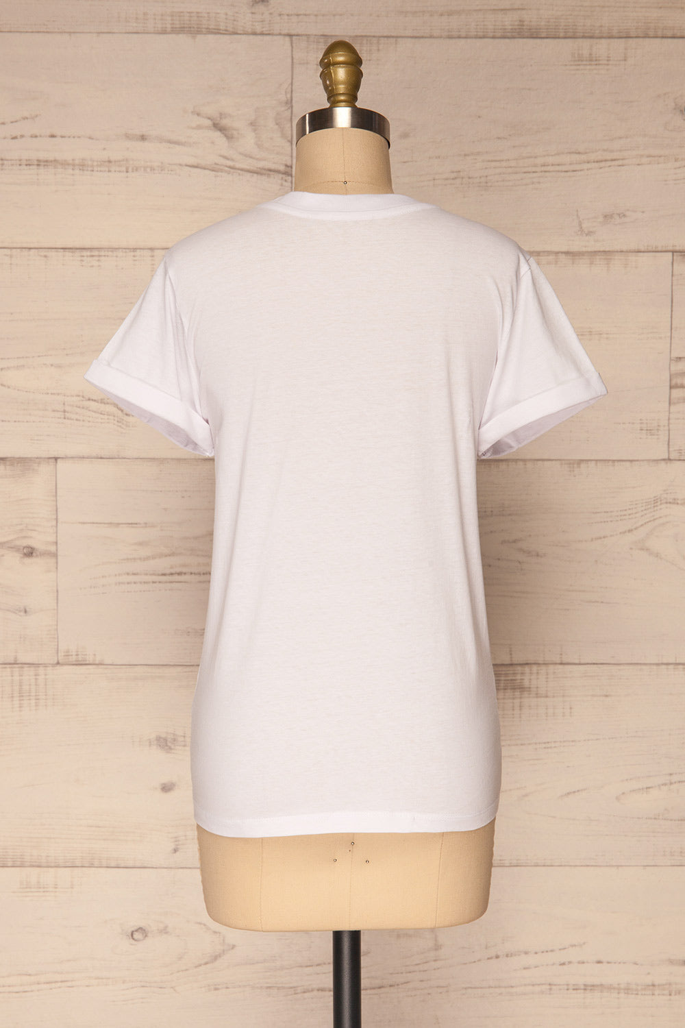 Dauve White Rolled Sleeves T-Shirt | La petite garçonne back view 