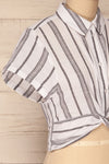 Davanger White & Grey Striped Button-Up Crop Top | La Petite Garçonne