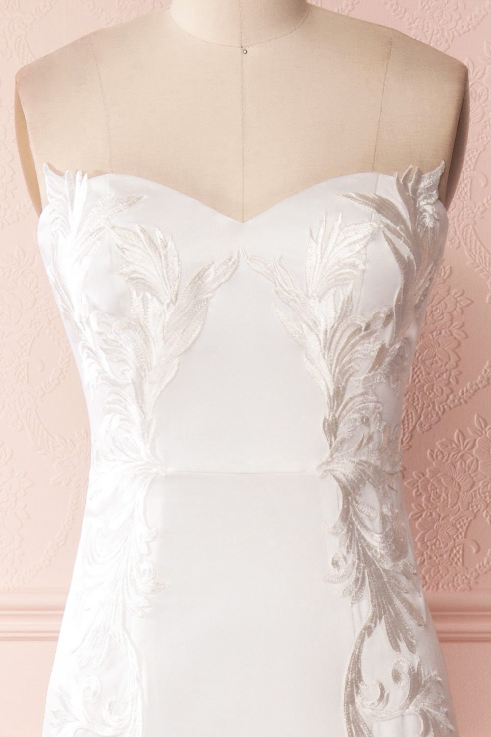 Dayana White Embroidered Bustier Mermaid Dress | Boutique 1861