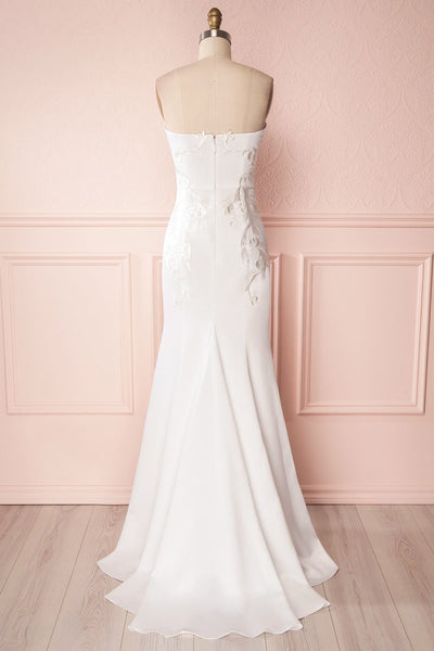 Dayana White Embroidered Bustier Mermaid Dress | Boutique 1861