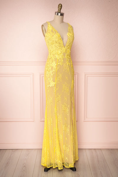 De Bourgh Sun | Yellow Lace Mermaid Gown