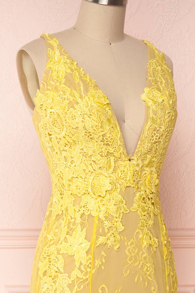 De Bourgh Sun | Yellow Lace Mermaid Gown