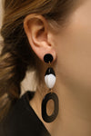 Deanna Durbin Funky Black & White Pendant Earrings | Boutique 1861