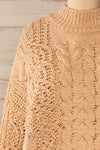 Debar Camel Cropped Knit Sweater | La petite garçonne front close-up