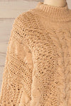 Debar Camel Cropped Knit Sweater | La petite garçonne side close-up