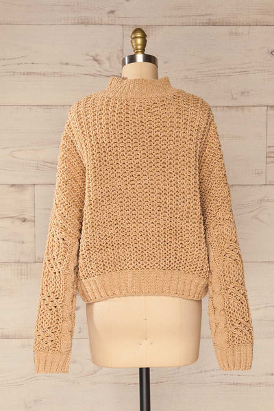 Debar Camel Cropped Knit Sweater | La petite garçonne back view