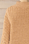 Debar Camel Cropped Knit Sweater | La petite garçonne back close-up