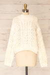 Debar Cream Cropped Knit Sweater | La petite garçonne front view