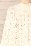 Debar Cream Cropped Knit Sweater | La petite garçonne front close-up