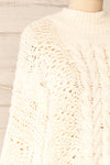 Debar Cream Cropped Knit Sweater | La petite garçonne side close-up