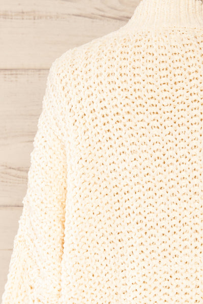 Debar Cream Cropped Knit Sweater | La petite garçonne back close-up