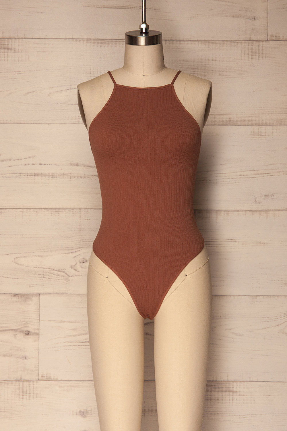 Debica Stretchy Clay Brown Tanga Bodysuit | La Petite Garçonne