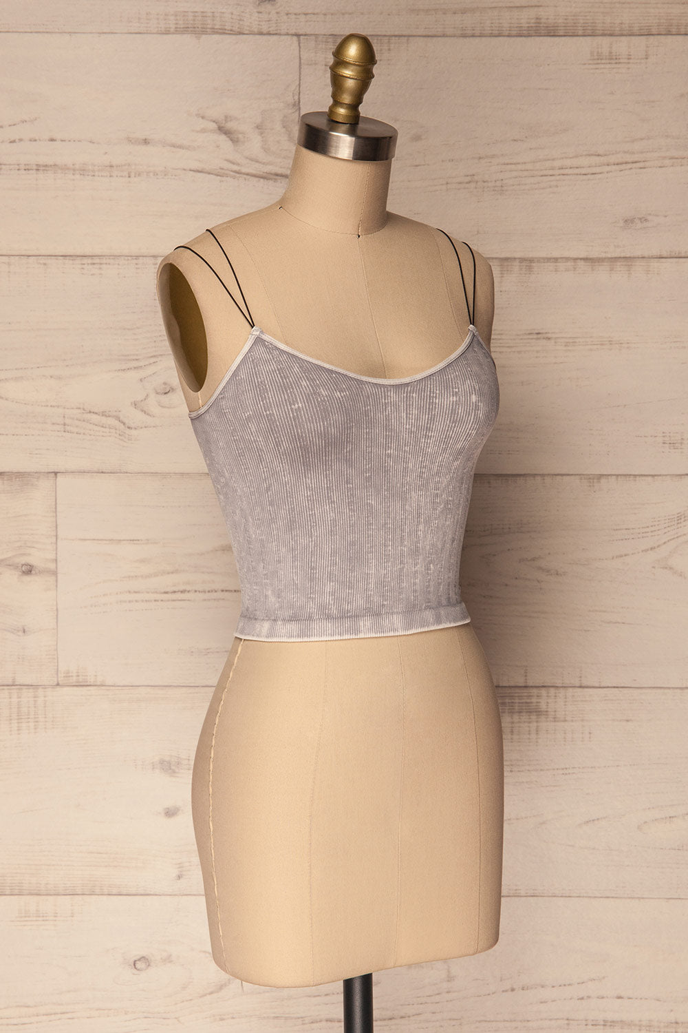 Debrzno Grey Stretchy Ribbed & Cropped Cami | La Petite Garçonne 3