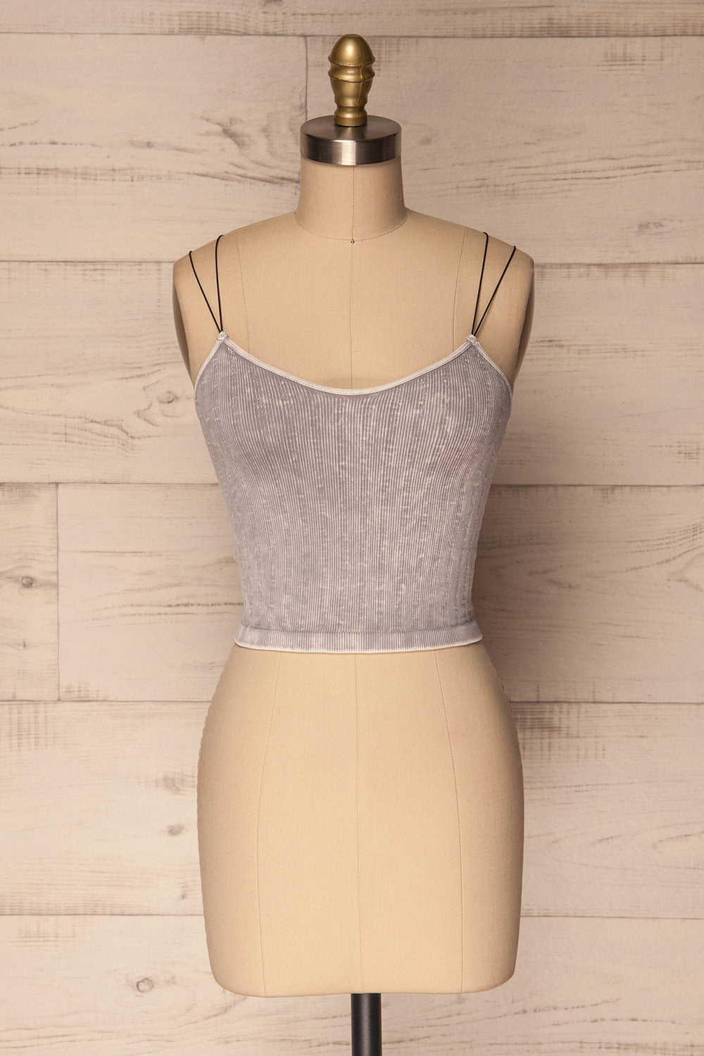 Debrzno Grey Stretchy Ribbed & Cropped Cami | La Petite Garçonne 1