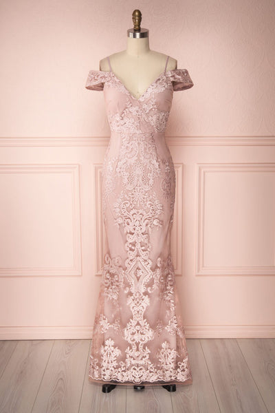 Deise Rosé Lilac Embroidered Mermaid Gown | Boutique 1861