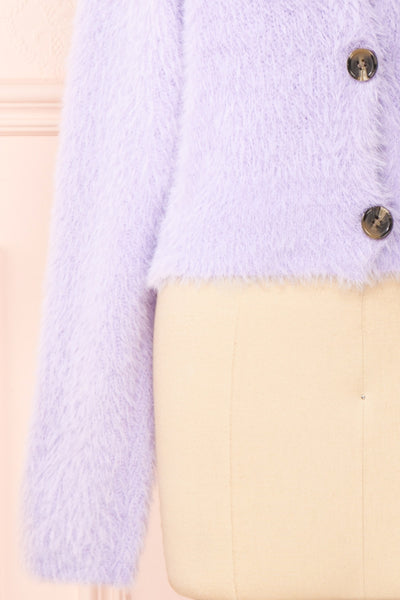 Delcia Lavender Fuzzy Button-Up Cardigan | Boutique 1861 bottom
