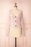 Delcia Pink Fuzzy Button-Up Cardigan | Boutique 1861 front view