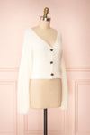 Delcia White Fuzzy Button-Up Cardigan | Boutique 1861 side view