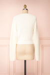 Delcia White Fuzzy Button-Up Cardigan | Boutique 1861 back view