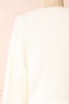 Delcia White Fuzzy Button-Up Cardigan | Boutique 1861 back close-up