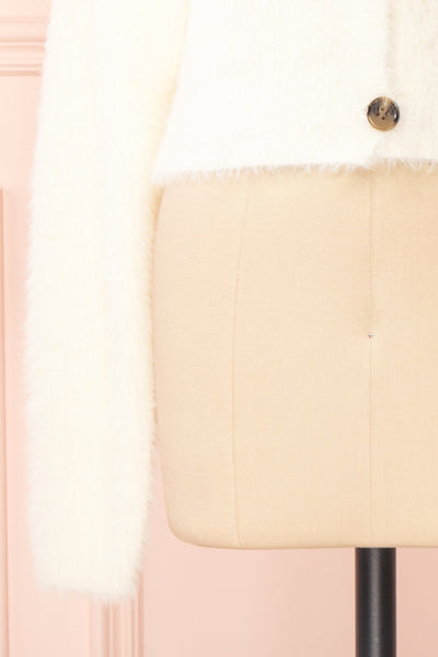 Delcia White Fuzzy Button-Up Cardigan | Boutique 1861 bottom
