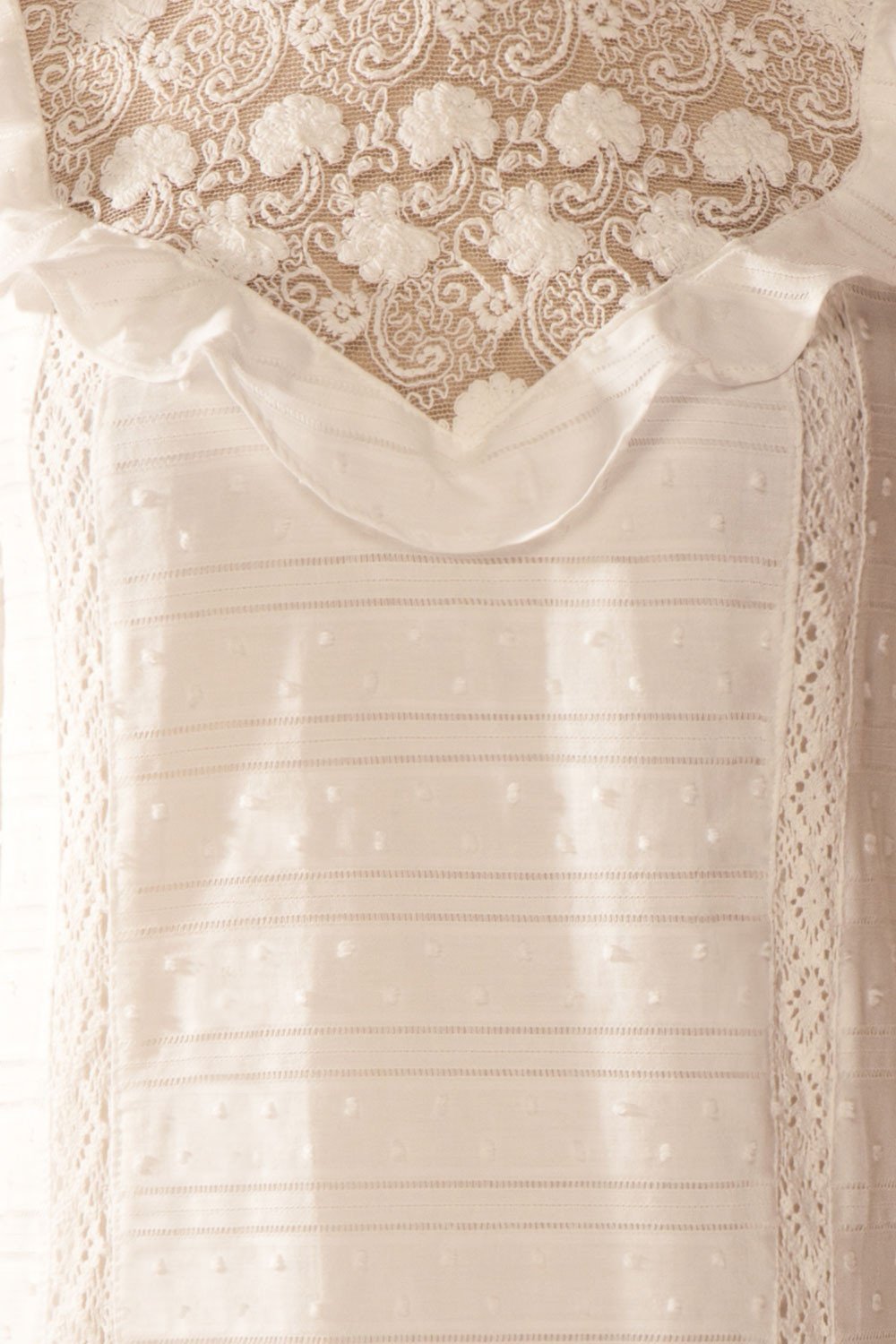 Delfica - White plumetis and lace shift dress