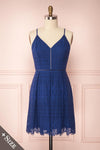 Deliciai Navy Lace Pleated A-Line Cocktail Dress | Boutique 1861