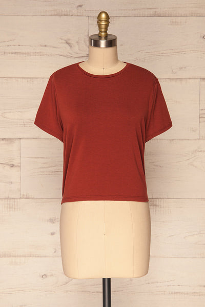 Delp Cognac Red Soft Cropped T-Shirt | La Petite Garçonne 1