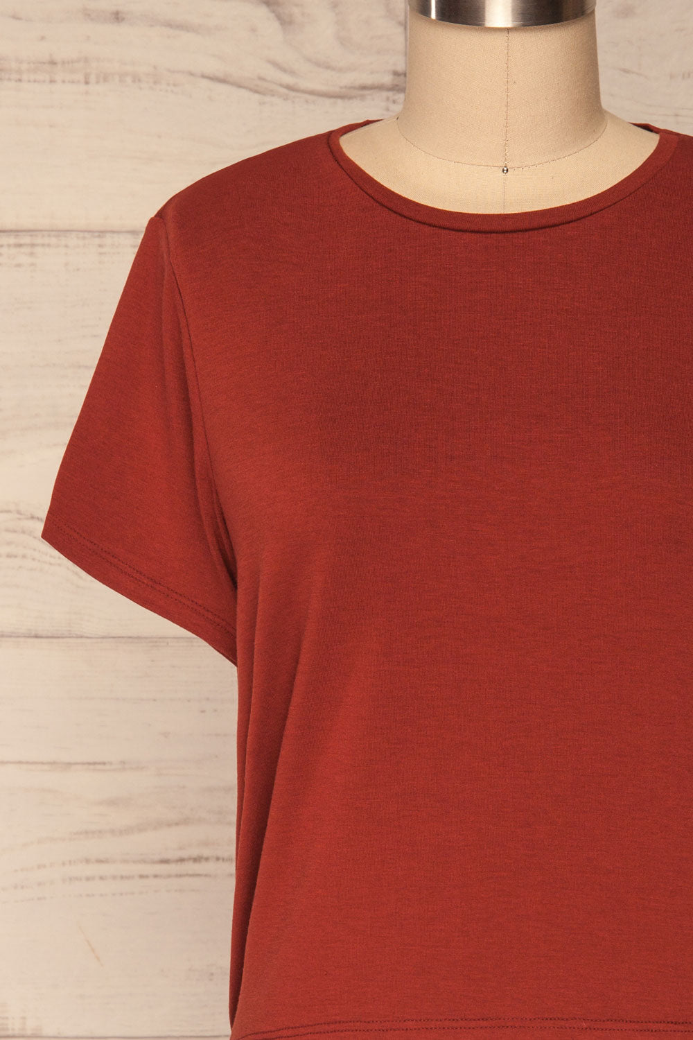 Delp Cognac Red Soft Cropped T-Shirt | La Petite Garçonne  2