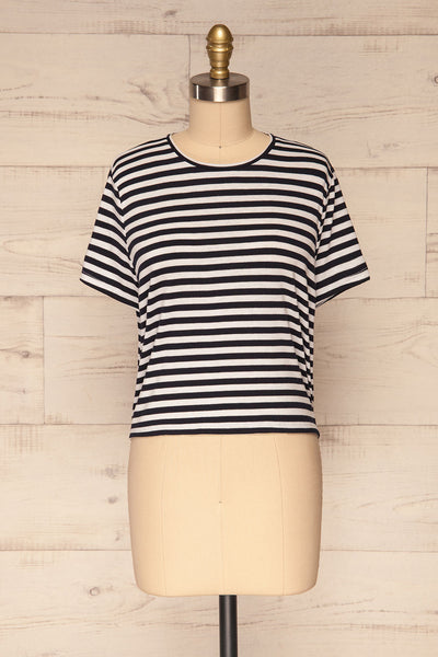 Delp Navy Stripes Soft Cropped T-Shirt | La Petite Garçonne 1