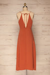 Delphi Clay Rust Orange Midi Dress | La petite garçonne back view