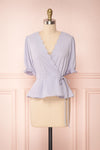 Delphina Lilac Short Sleeved Wrap Top | Boutique 1861 1