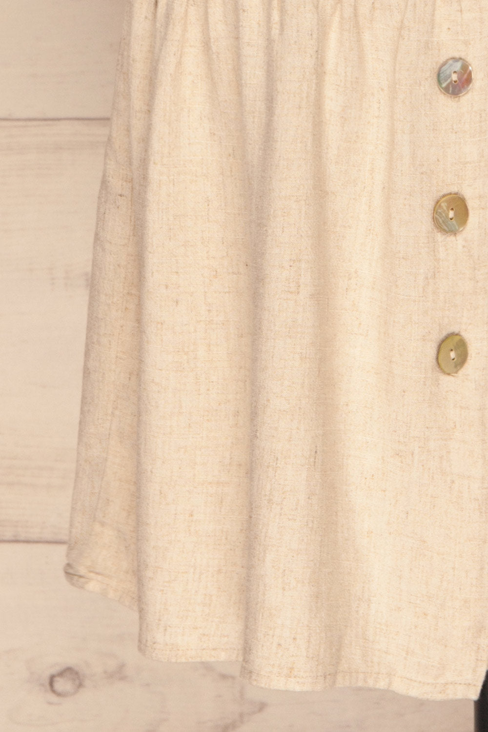 Demetria Beige Short Sleeve Button-Up Dress | La petite garçonne  bottom 