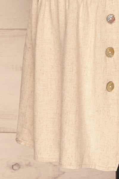 Demetria Beige Short Sleeve Button-Up Dress | La petite garçonne  bottom