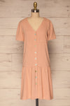 Demetria Pink Short Sleeve Button-Up Dress | La petite garçonne  front view